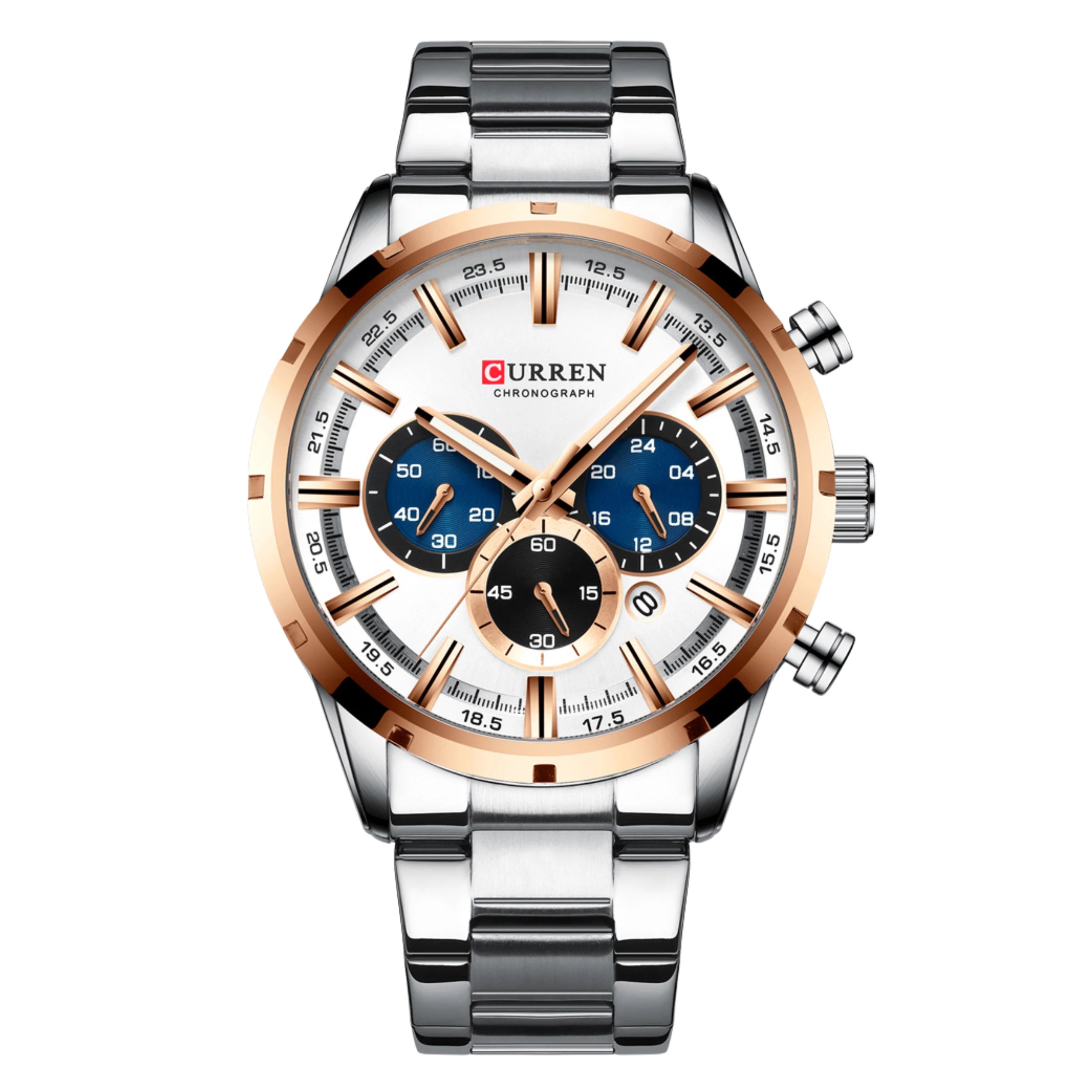 Relógio Curren Masculino Cronógrafo Metal Branco - 8355BR