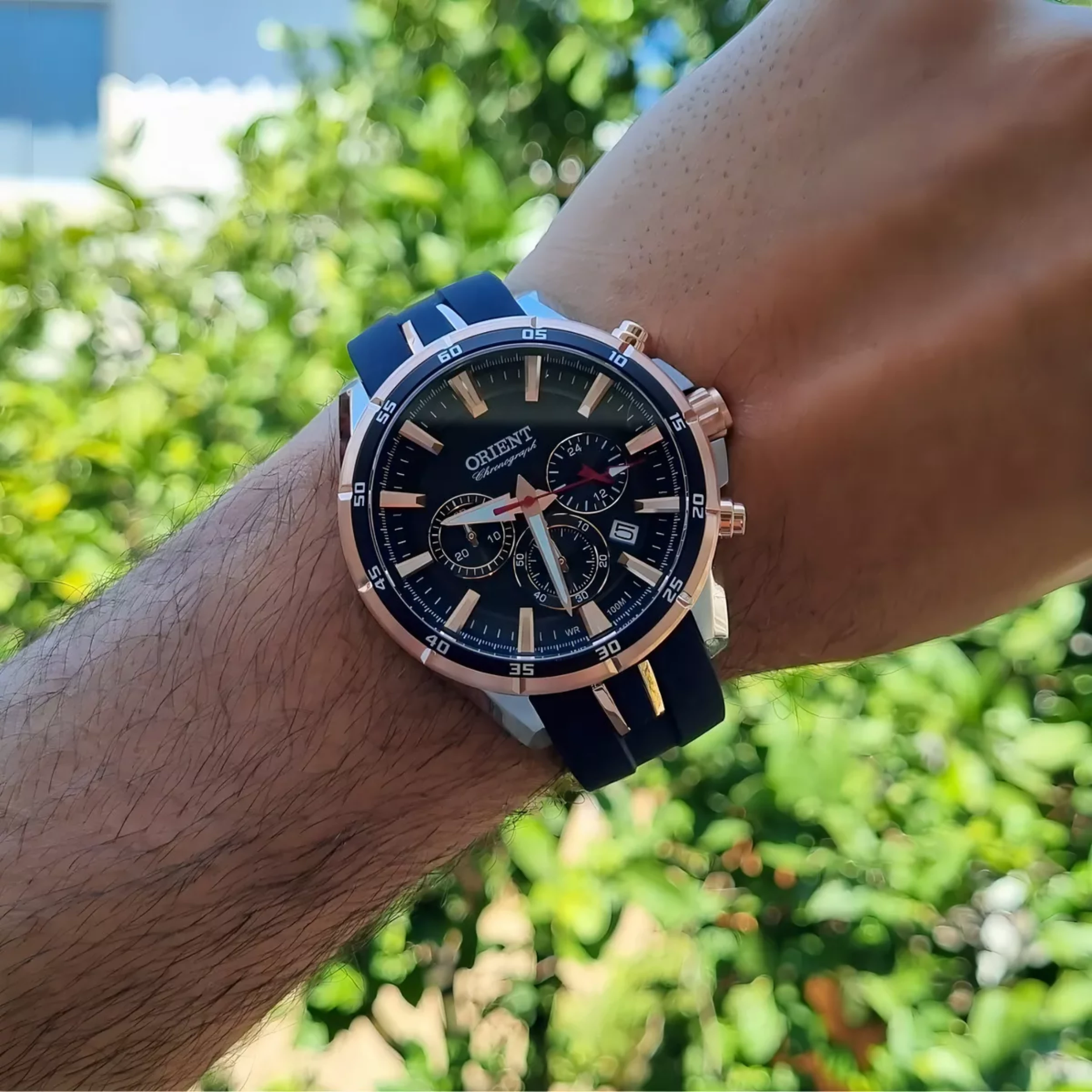Relógio Orient Masculino Cronógrafo Silicone Preta - MTSPC010 G1PX - Imagem 2