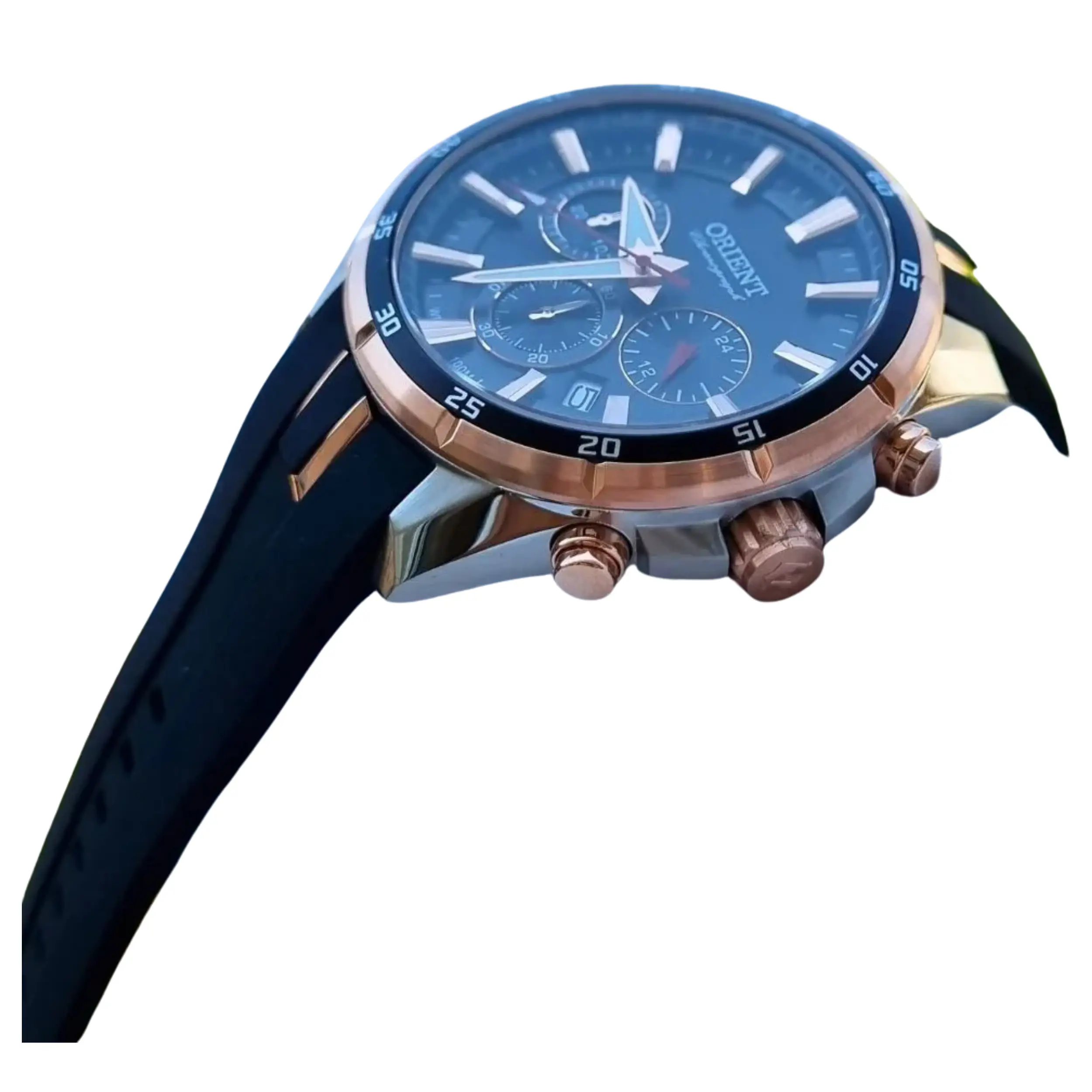 Relógio Orient Masculino Cronógrafo Silicone Preta - MTSPC010 G1PX - Imagem 4