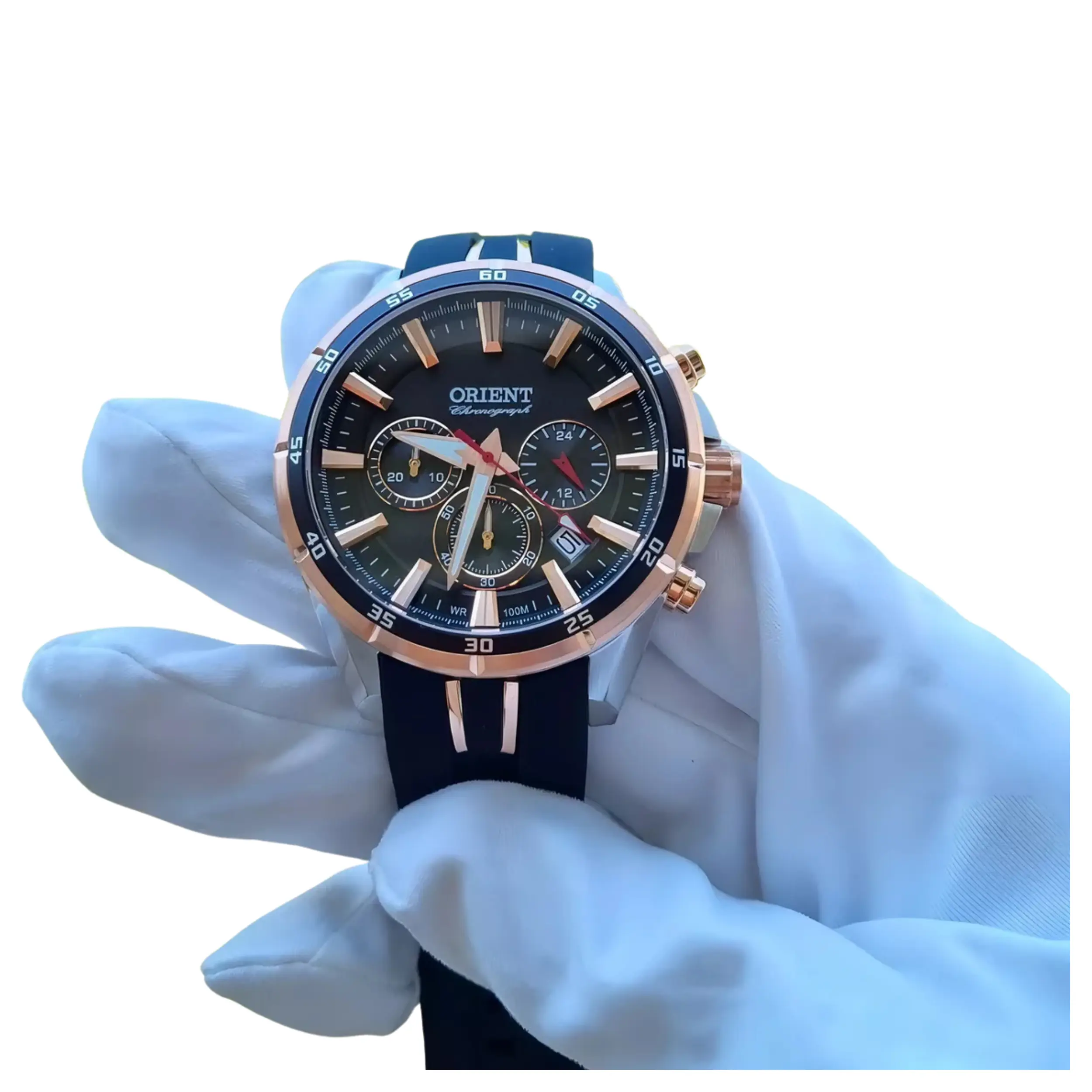 Relógio Orient Masculino Cronógrafo Silicone Preta - MTSPC010 G1PX - Imagem 5