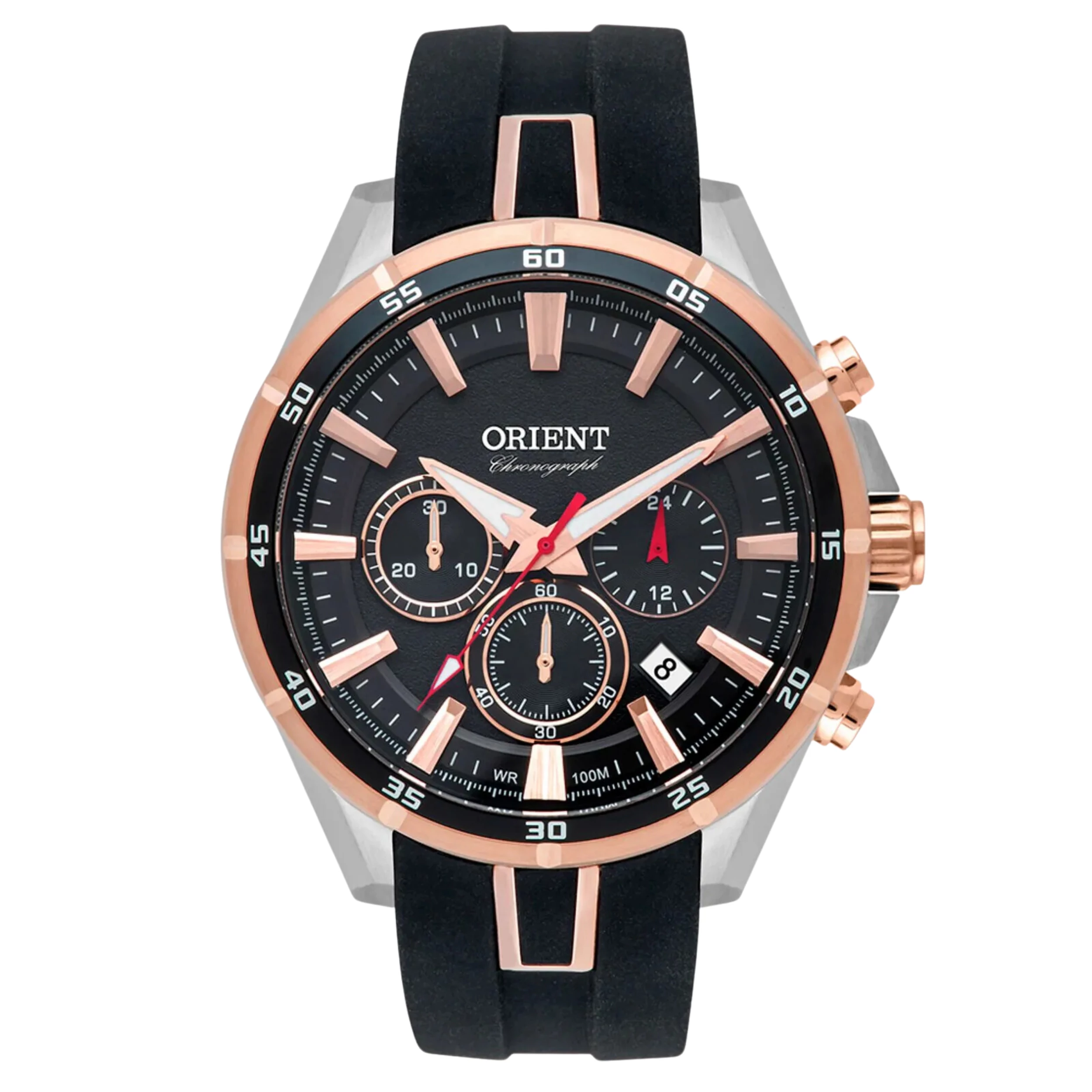 Relógio Orient Masculino Cronógrafo Silicone Preta - MTSPC010 G1PX